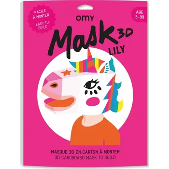 Pleťová maska Omy Maska Jednorožec 3D z kartonu velká jednorožčí maska