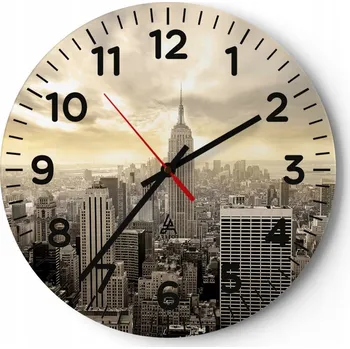 Hodiny Nástěnné hodiny do obýváku 40x40 Město Kulatý Hodiny na skle Loft Tiché