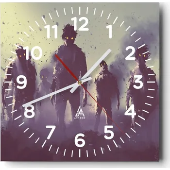 Hodiny Nástěnné hodiny do obýváku 40x40 Zombie Tiché Skleněné hodiny