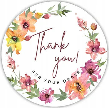samolepka Samolepky na svíčku Thank you - věnec/květy 20 kusů