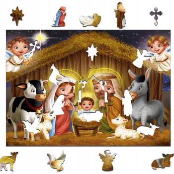 Puzzle Puzzle Dřevěné puzzle Betlém A3 135 dílků