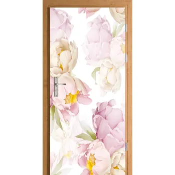 Fototapeta Fólie na dveře s pastelovými květinami a pivoňky