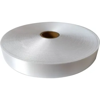 Stuha Textilní stuha saténová bílá, šitý okraj, délka 200 m