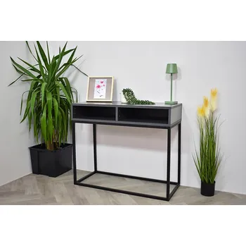 Toaletní stolek Toaletní Stolek KoyGarden s černým rámem a antracit policemi - model III