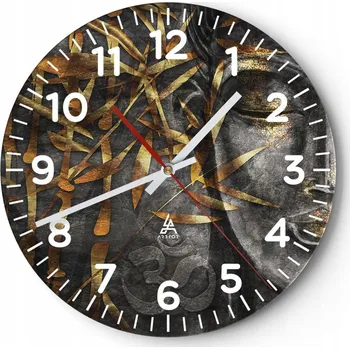 Hodiny Nástěnné hodiny do obýváku 40x40 Buddha Kulatý Skleněné hodiny Loft Tiché