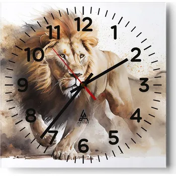 Hodiny Nástěnné hodiny do obýváku 40x40 Lev Tiché hodiny na skle Stylové
