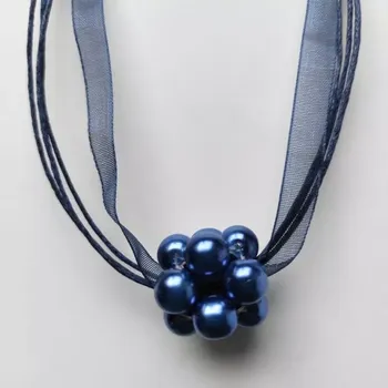 Souprava šperků Tmavě modrá perlová kulička s náušnicemi