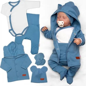 Kojenecká souprava Bavlněná souprava pro miminko do porodnice 5D, Made with love, modrá, Velikost koj. oblečení 50 (0-1m)