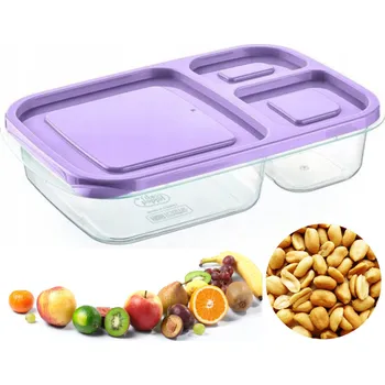 Dóza na potraviny NÁDOBA NA POTRAVINY ROZDĚLENÝ NA 3 ČÁSTI LUNCHBOX 1,15L