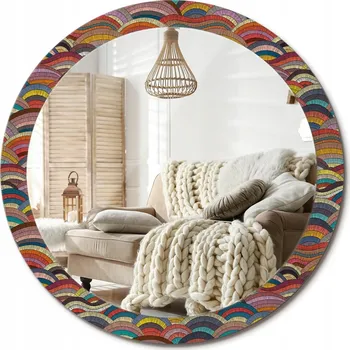 Zrcadlo Loftové nástěnné zrcadlo s ozdobným skleněným rámem Ornament fi 90 cm