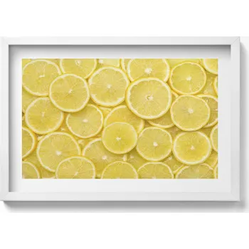Obraz Dekorativní obraz v bílém rámu na zeď do obýváku Ovoce citróny 60x40 cm