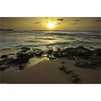 Obraz Plakát Západ slunce nad pláží Palmachim bez rámu 30 x 20 cm