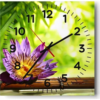 Hodiny Nástěnné hodiny do obýváku 40x40 Květina Tiché hodiny na skle Stylové tiché