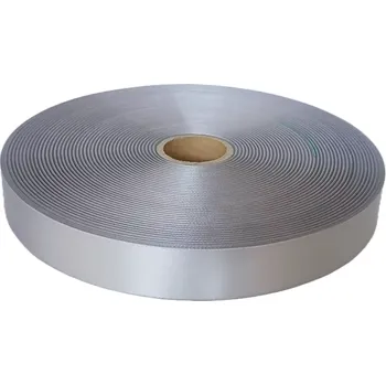 Stuha Textilní stuha saténová stříbrná, šitý okraj, délka 200 m