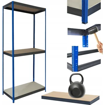 Dílenský regál Kovový regál do skladu, dílny, stojan HELIOS 90x50x50 cm, 3 police, nosnost 175 kg