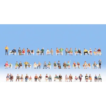 Modelová železnice H0 - Mega set figurek - sedící lidé, 60 ks / Noch 16071