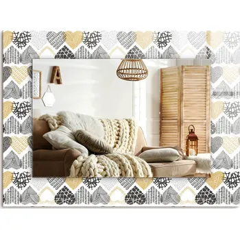 Zrcadlo Zrcadlo s potiskem do koupelny, ložnice, obývacího pokoje, Barevná Srdíčka , 80x60 cm