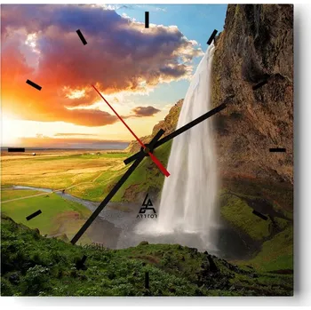 Hodiny Velké nástěnné hodiny 40x40 Krajina Skleněné hodiny Tiché