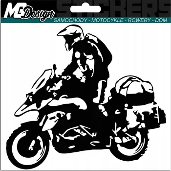 Samolepicí dekorace na vozidlo NÁLEPKA na auto MOTORKU TURISTICKÁ SILUETA 14x15 cm