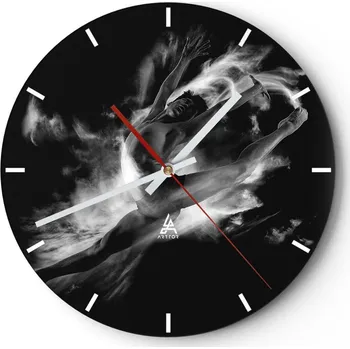 Hodiny Velké nástěnné hodiny 40x40 Tanečník Skleněné hodiny Kulatý Tiché