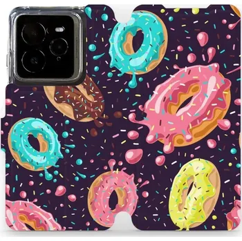 Pouzdro na mobilní telefon Flipové pouzdro Mobiwear - Realme GT 7 Pro - VP19S Donutky (Knížkové flip pouzdro, obal, kryt na mobil Realme GT 7 Pro - VP19S Donutky, materiál Umělá kůže + TPU - ochrana 360°, stojánek, silikonová vanička, magnetické zavírání)