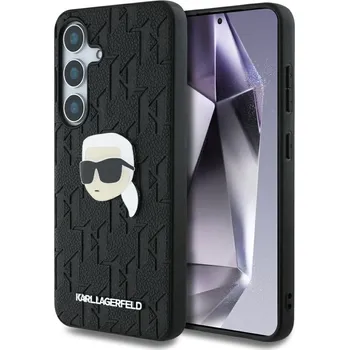 Pouzdro na mobilní telefon Originální zadní kryt KARL LAGERFELD Leather Monogram Pin Logo Karl Head pro Samsung Galaxy S25 black