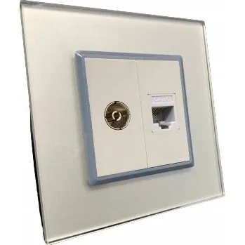 Elektrická zásuvka Anténní a internetová zásuvka nástěnná BarON šedá