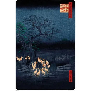 Obraz Plakát Hiroshige Ohňostroj lišek na Silvestra, bez rámu, 61 x 91,5 cm