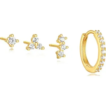 Náušnice Olivie Stříbrné náušnice 4ks GOLD 9389 Zlatá