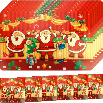 prostírání VÁNOČNÍ PROSTÍRÁNÍ NA STŮL 12 KS PVC DEKORATIVNÍ VODOODPUDIVÁ PODLOŽKA