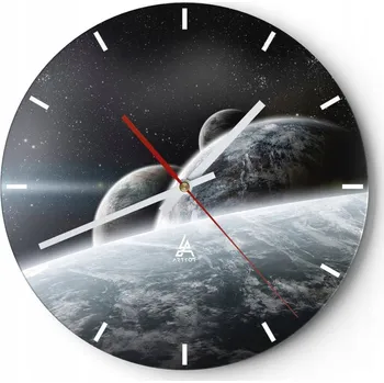 Hodiny Velké nástěnné hodiny 40x40 Astronomie Skleněné hodiny Kulatý Tiché