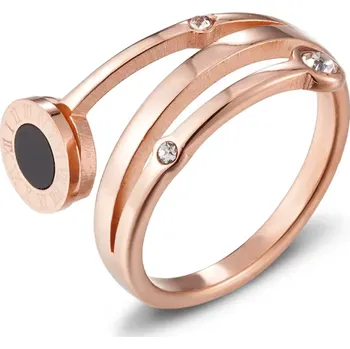 Prsten B-TOP Růžově pozlacený nerezový prsten se zirkony Circle Velikost prstenu: 51,9mm