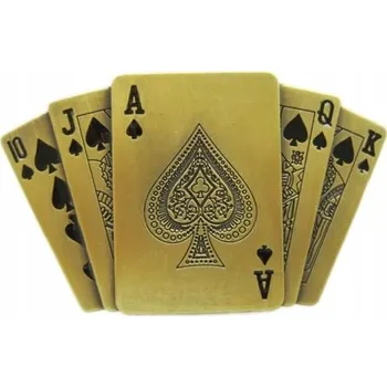 Spona na peníze Pokerové karty, spona, staré stříbro s benzínovým zapalovačem