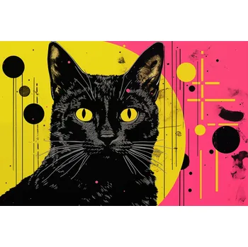 Plakát Plakát Neonový kocour bez rámu 91,5 x 61 cm