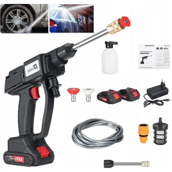 Vysokotlaký čistič VÝKONNÁ AKUMULÁTOROVÁ TLAKOVÁ MYČKA 100 BAR 3000MAH 2 AKU