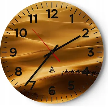 Hodiny Nástěnné hodiny do obýváku 40x40 Krajina Kulatý Skleněné hodiny Loft Tiché