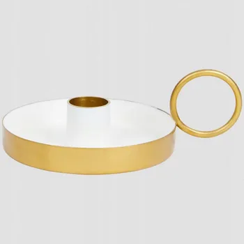 Svícen SVÍCEN NA 1 SVÍČKU ZLATÝ KOVOVÝ PRŮMĚR 10 cm VÝŠKA 3 cm