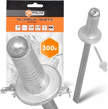 Nýt 300x Nýtovací nýty 4x8 mm HLINÍKOVÉ Pozinkované ODOLNÉ Stříbrné nýty 9 9T