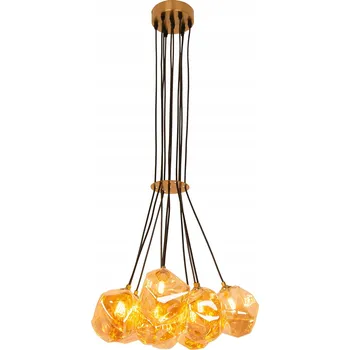 Závěsné Stropní Svítidlo Lustr do Obýváku Jídelny Zlatý s 10 Skleněnými Koulemi