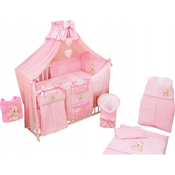 Povlečení 3ele. Povlečení 90x120cm Chránič s Výšivkou Růžové