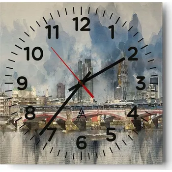 Hodiny Kuchyňské nástěnné hodiny 30x30 Město Skleněné hodiny do obýváku Moderní Tiché