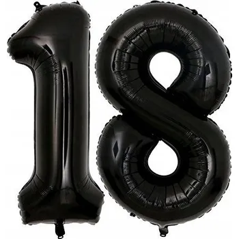 Balónek Fóliové balónky číslice 18. narozeniny černé helium 100 cm