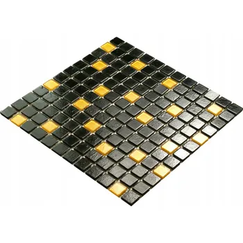 Skleněná mozaika černá, mozaiková dlaždice na stěnu a podlahu zlatá