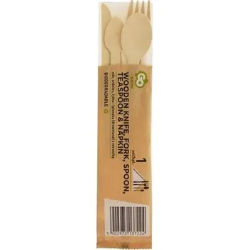 Příbor EKOLOGICKÉ DŘEVĚNÉ PŘÍBORY nůž vidlička 2X lžíce