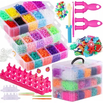 dětská sada na výrobu šperků GUMIČKY NA VÝROBU náramků v kufříku, velká sada 15000 ks kufřík XXXL