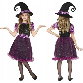 Karnevalový kostým KOSTÝM FIALOVÁ ČARODĚJNICE HALLOWEEN 146
