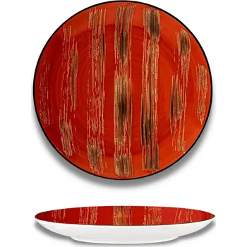 Talíř Mělký porcelánový talíř na oběd červený kulatý Wilmax 23 cm