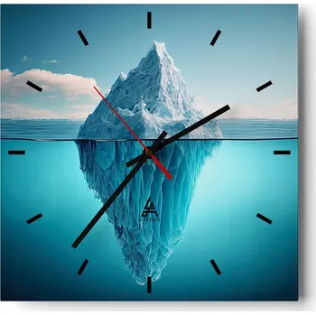 Hodiny Velké nástěnné hodiny na zeď 40x40 Ledová Hora Skleněné hodiny Tiché