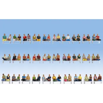 H0 - Mega set 60 sedících figurek, bez nohou do vozů / NOCH 16072