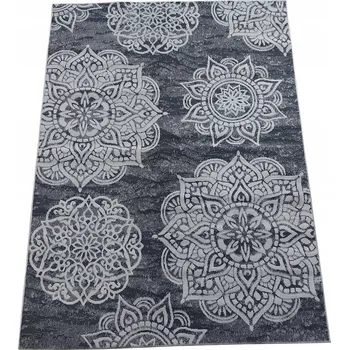 Koberec Koberec plyšový mandala tmavě šedý 133x190